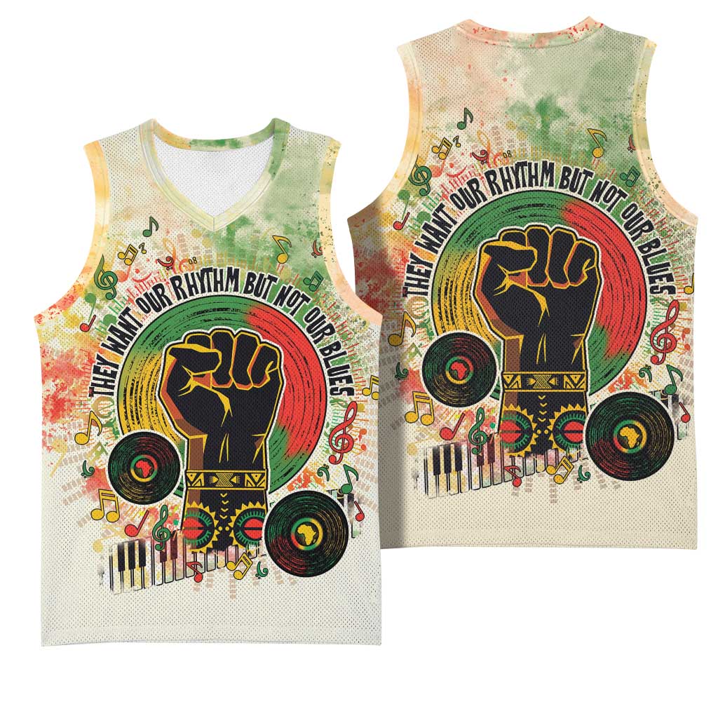 They Want Our Rhythm Not Our Blues Basketball Jersey Afro Pride Music DT03