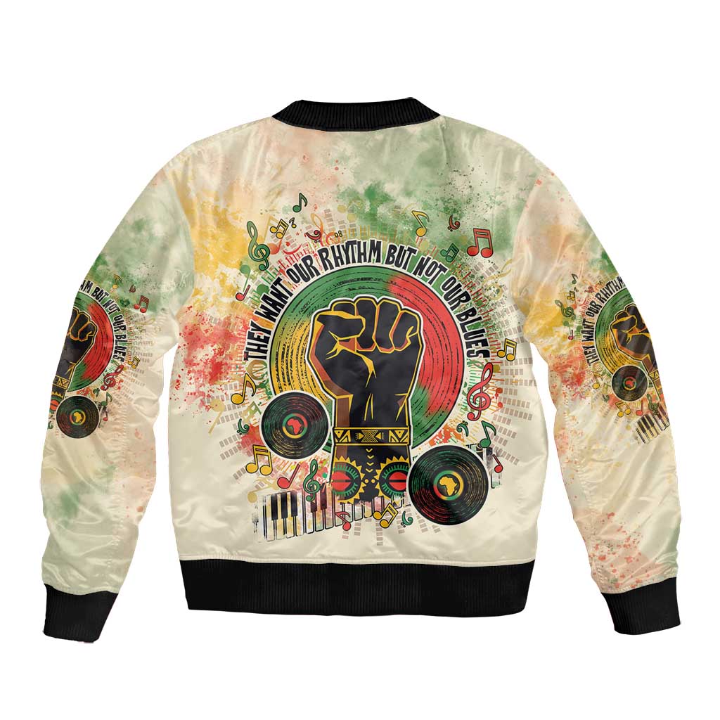 They Want Our Rhythm Not Our Blues Bomber Jacket Afro Pride Music