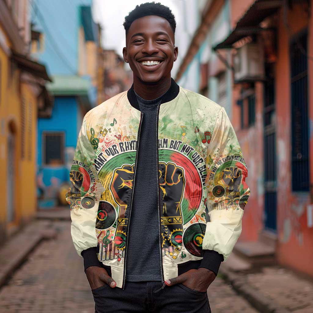 They Want Our Rhythm Not Our Blues Bomber Jacket Afro Pride Music