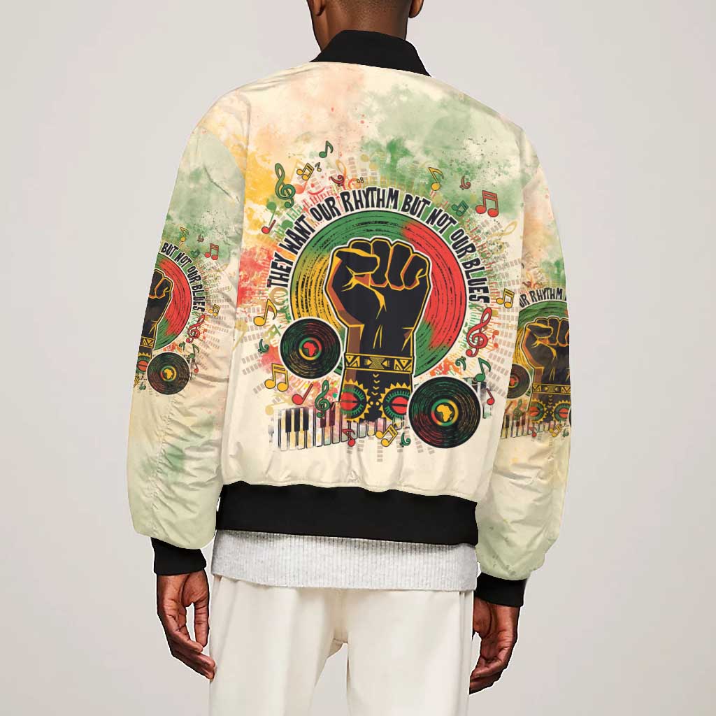 They Want Our Rhythm Not Our Blues Bomber Jacket Afro Pride Music