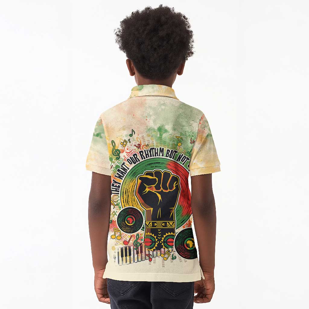 They Want Our Rhythm Not Our Blues Kid Polo Shirt Afro Pride Music