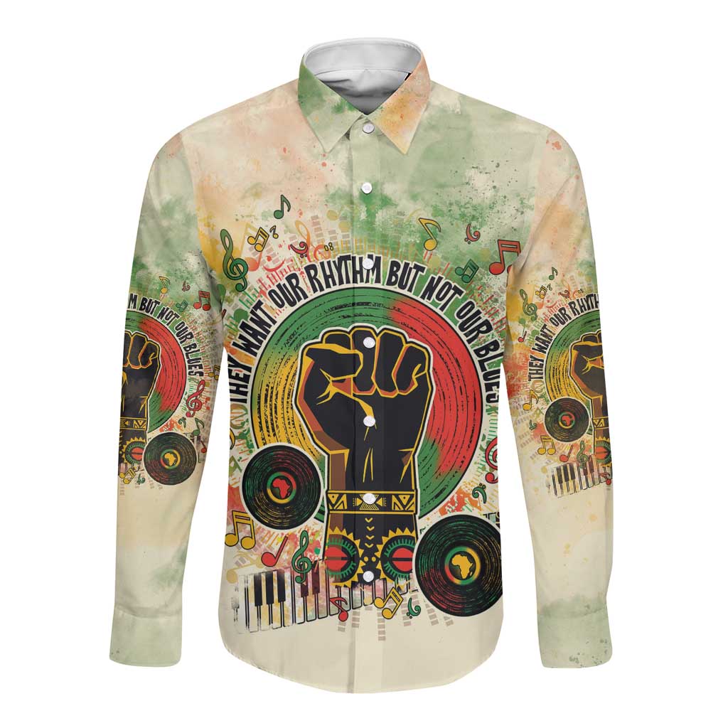 They Want Our Rhythm Not Our Blues Long Sleeve Button Shirt Afro Pride Music