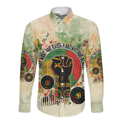 They Want Our Rhythm Not Our Blues Long Sleeve Button Shirt Afro Pride Music