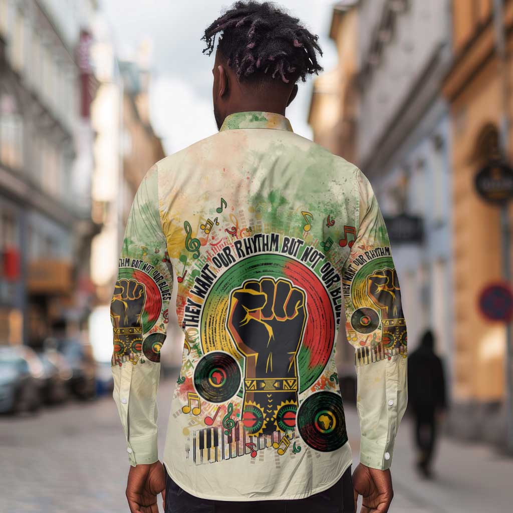 They Want Our Rhythm Not Our Blues Long Sleeve Button Shirt Afro Pride Music