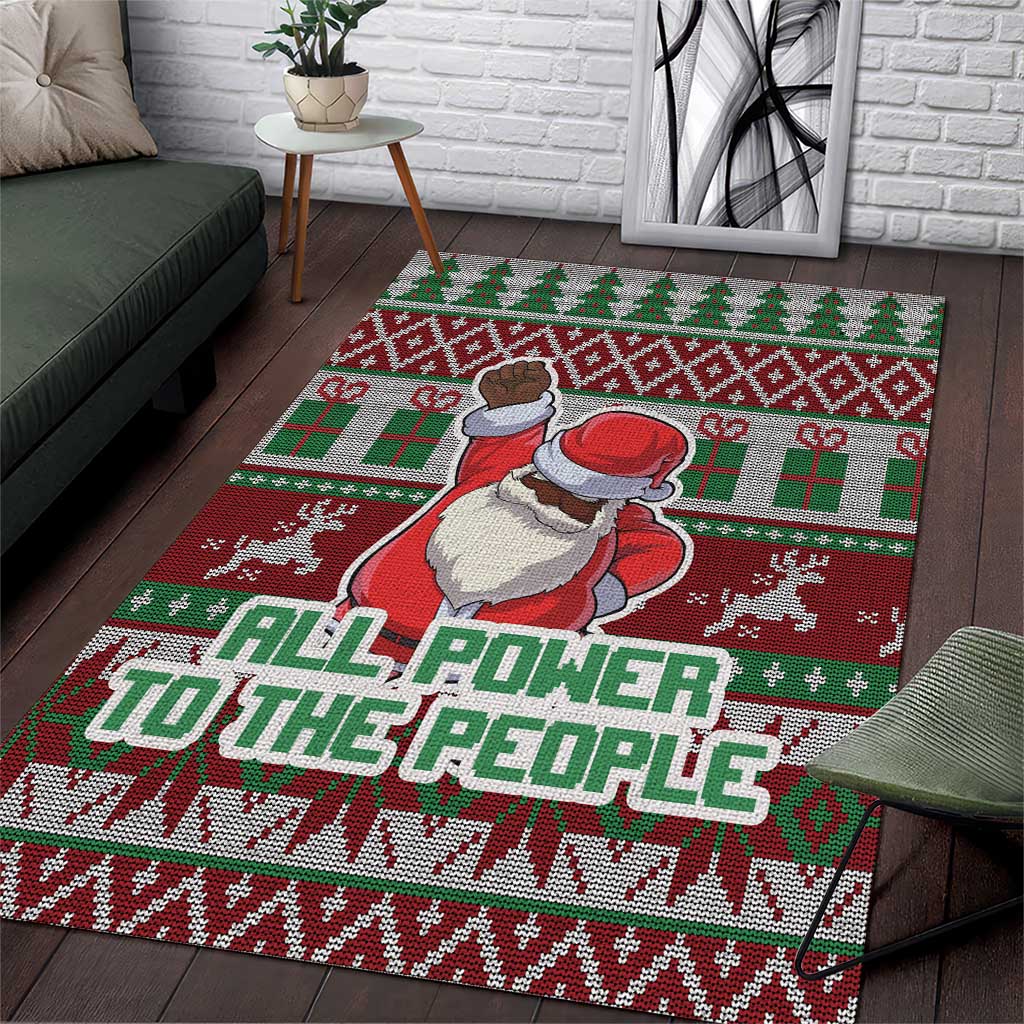 Black Santa Fist Christmas Africa Area Rug All Power to the People