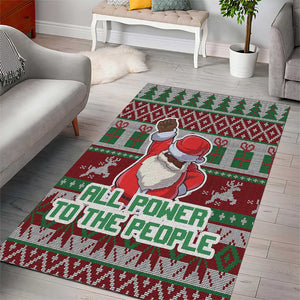 Black Santa Fist Christmas Africa Area Rug All Power to the People