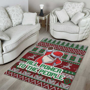 Black Santa Fist Christmas Africa Area Rug All Power to the People