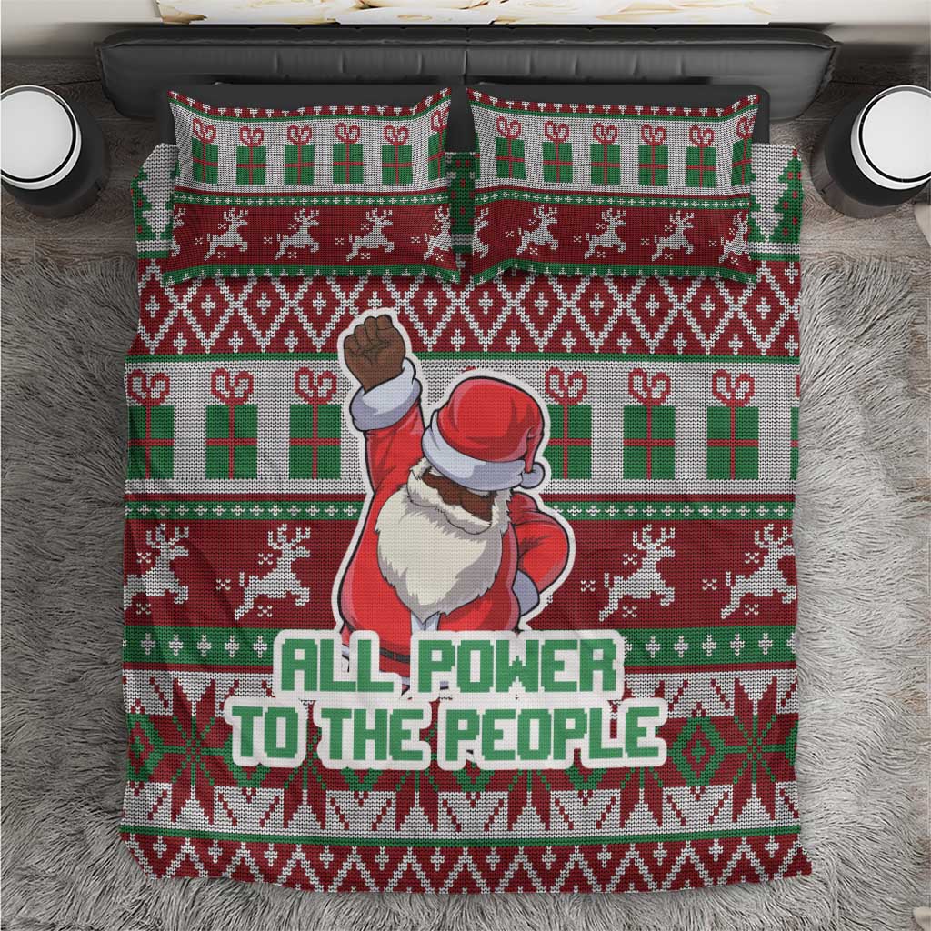 Black Santa Fist Christmas Africa Bedding Set All Power to the People