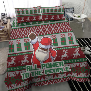 Black Santa Fist Christmas Africa Bedding Set All Power to the People