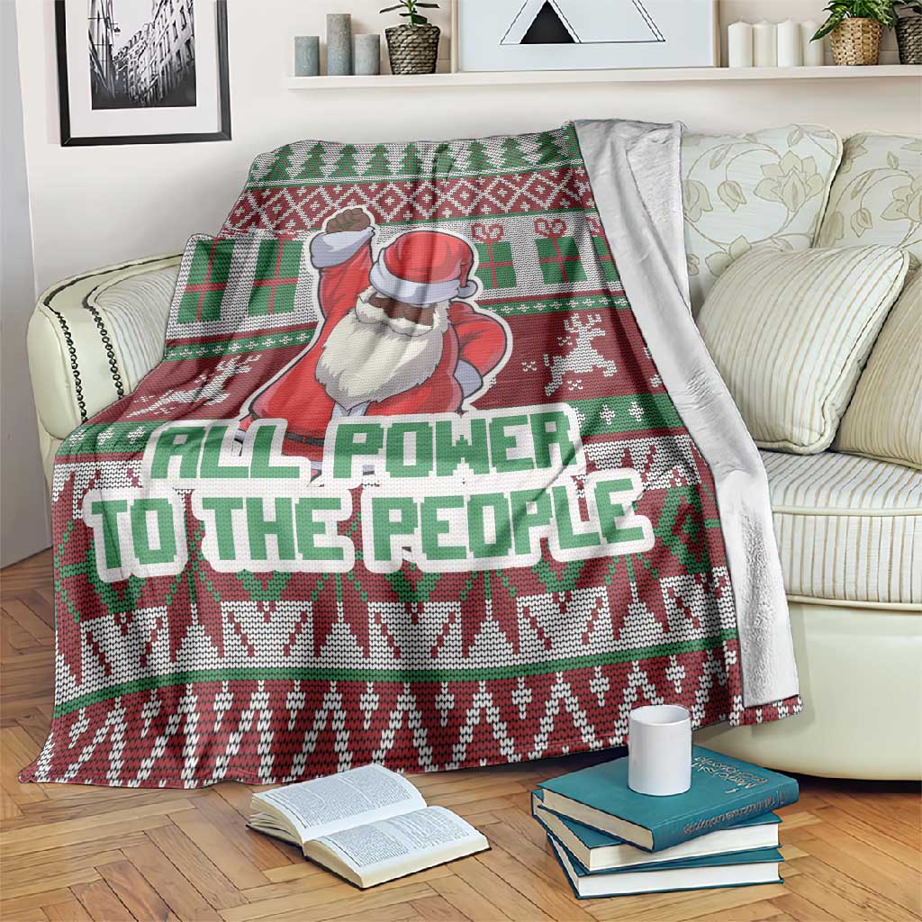 Black Santa Fist Christmas Africa Blanket All Power to the People