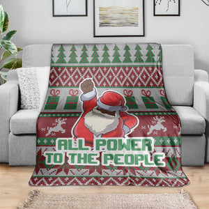 Black Santa Fist Christmas Africa Blanket All Power to the People