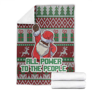 Black Santa Fist Christmas Africa Blanket All Power to the People