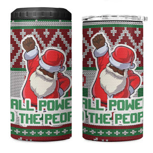 Black Santa Fist Christmas Africa 4 in 1 Can Cooler Tumbler All Power to the People