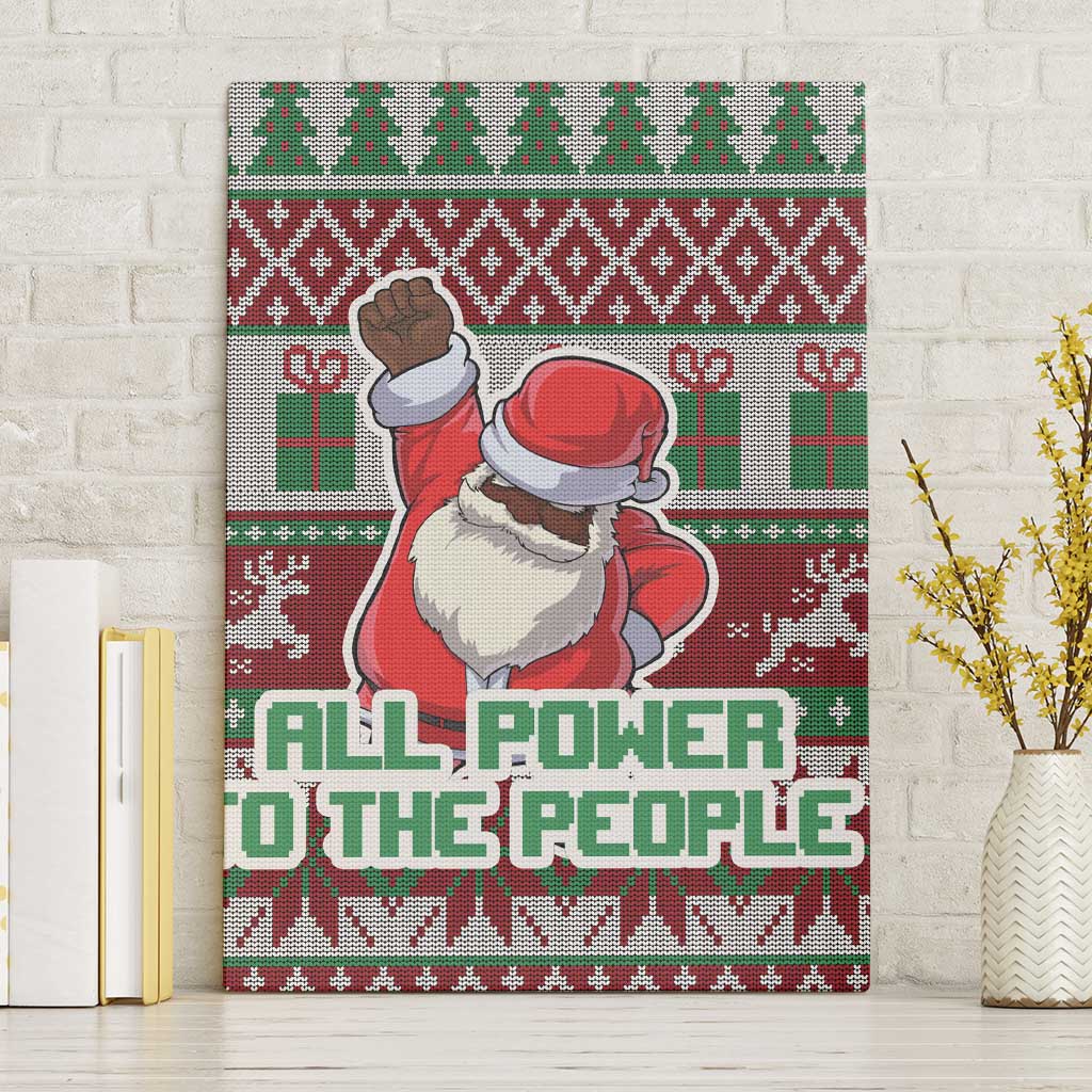 Black Santa Fist Christmas Africa Canvas Wall Art All Power to the People