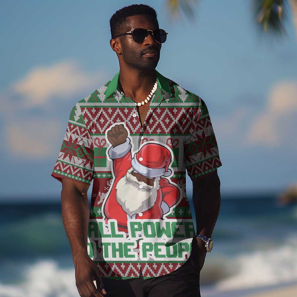 Black Santa Fist Christmas Africa Hawaiian Shirt All Power to the People