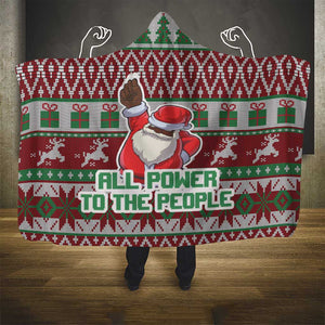 Black Santa Fist Christmas Africa Hooded Blanket All Power to the People