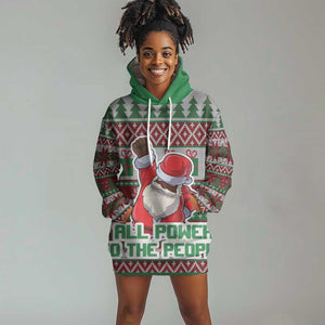 Black Santa Fist Christmas Africa Hoodie Dress All Power to the People