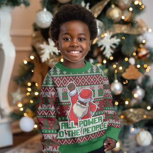 Black Santa Fist Christmas Africa Kid Ugly Christmas Sweater All Power to the People