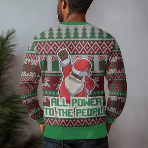 Black Santa Fist Christmas Africa Ugly Christmas Sweater All Power to the People