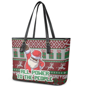 Black Santa Fist Christmas Africa Leather Tote Bag All Power to the People