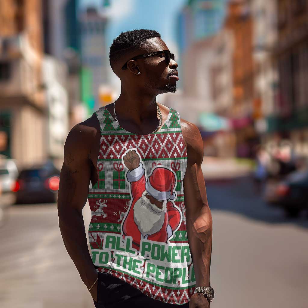 Black Santa Fist Christmas Africa Men Tank Top All Power to the People