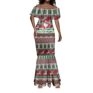 Black Santa Fist Christmas Africa Mermaid Dress All Power to the People