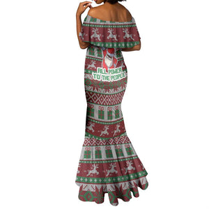 Black Santa Fist Christmas Africa Mermaid Dress All Power to the People