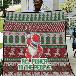 Black Santa Fist Christmas Africa Quilt All Power to the People