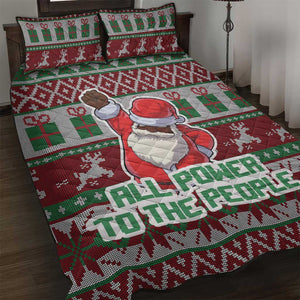 Black Santa Fist Christmas Africa Quilt Bed Set All Power to the People