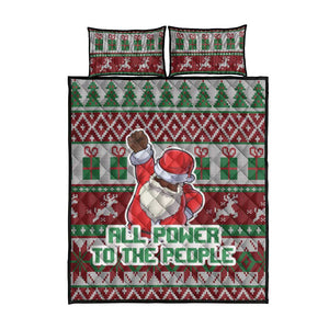 Black Santa Fist Christmas Africa Quilt Bed Set All Power to the People