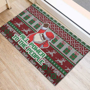 Black Santa Fist Christmas Africa Rubber Doormat All Power to the People