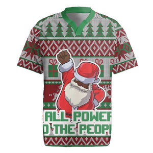 Black Santa Fist Christmas Africa Rugby Jersey All Power to the People