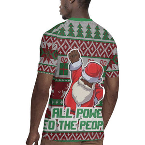 Black Santa Fist Christmas Africa Rugby Jersey All Power to the People