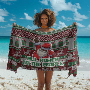 Black Santa Fist Christmas Africa Sarong All Power to the People