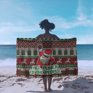 Black Santa Fist Christmas Africa Sarong All Power to the People