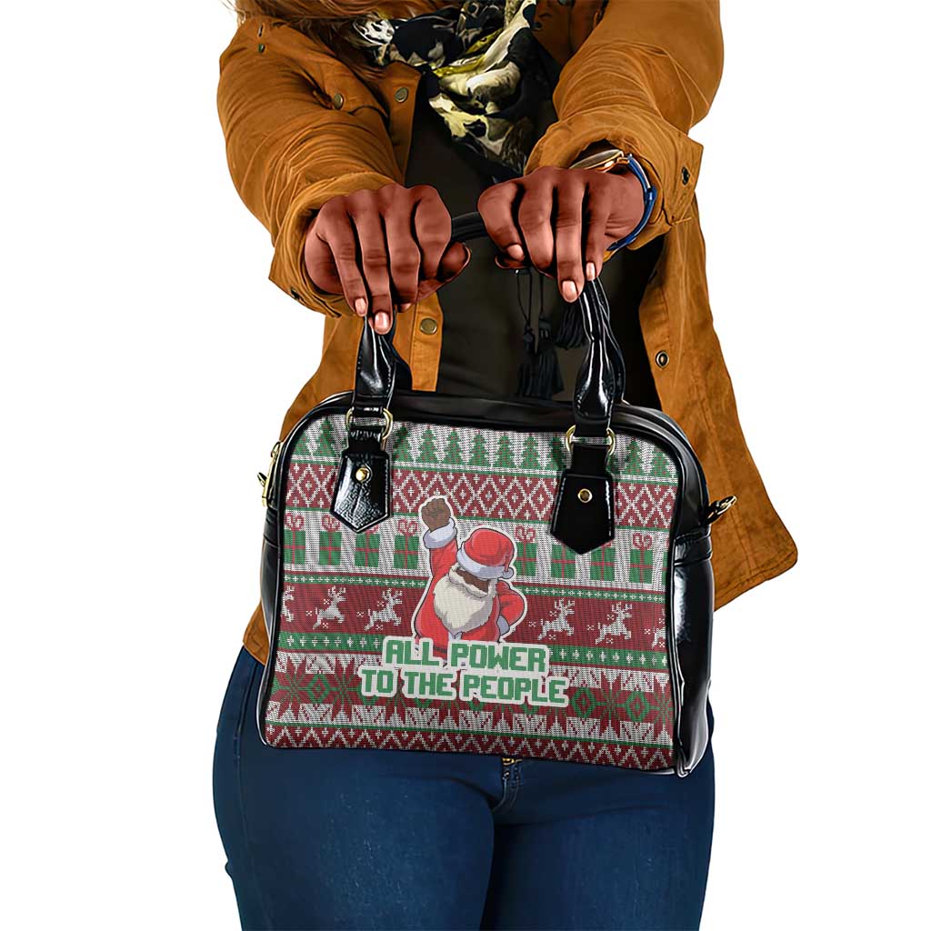 Black Santa Fist Christmas Africa Shoulder Handbag All Power to the People