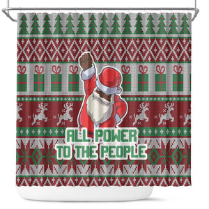 Black Santa Fist Christmas Africa Shower Curtain All Power to the People