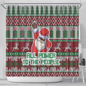 Black Santa Fist Christmas Africa Shower Curtain All Power to the People