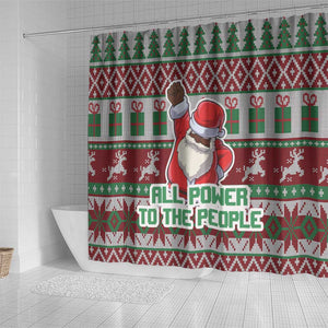 Black Santa Fist Christmas Africa Shower Curtain All Power to the People