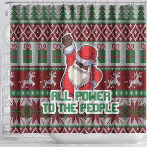 Black Santa Fist Christmas Africa Shower Curtain All Power to the People