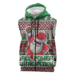Black Santa Fist Christmas Africa Sleeveless Zip Hoodie All Power to the People - African Pride