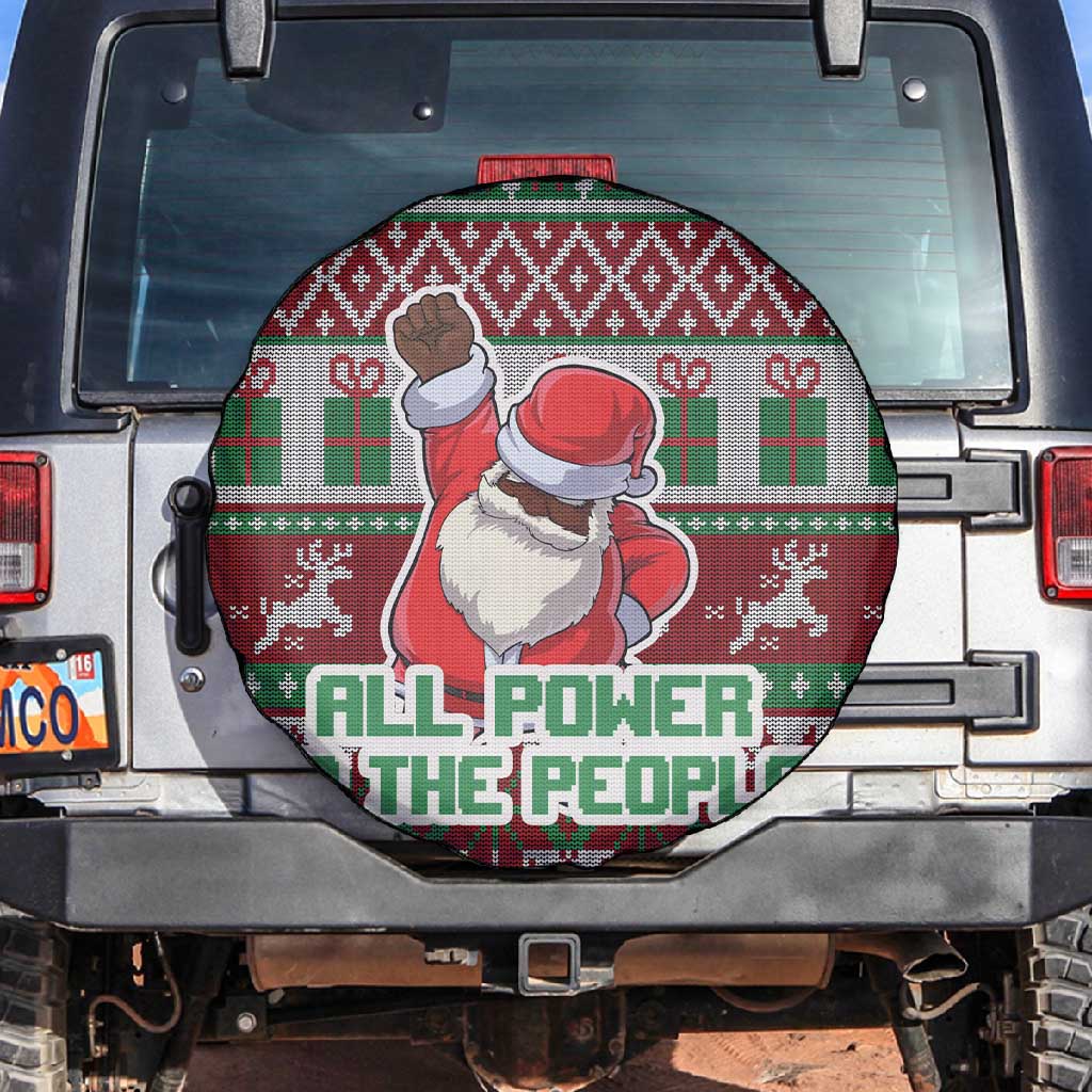 Black Santa Fist Christmas Africa Spare Tire Cover All Power to the People