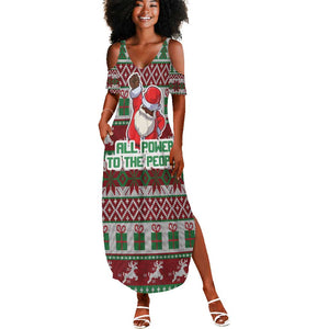 Black Santa Fist Christmas Africa Summer Maxi Dress All Power to the People