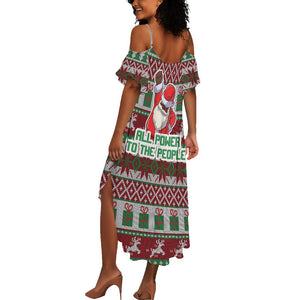 Black Santa Fist Christmas Africa Summer Maxi Dress All Power to the People