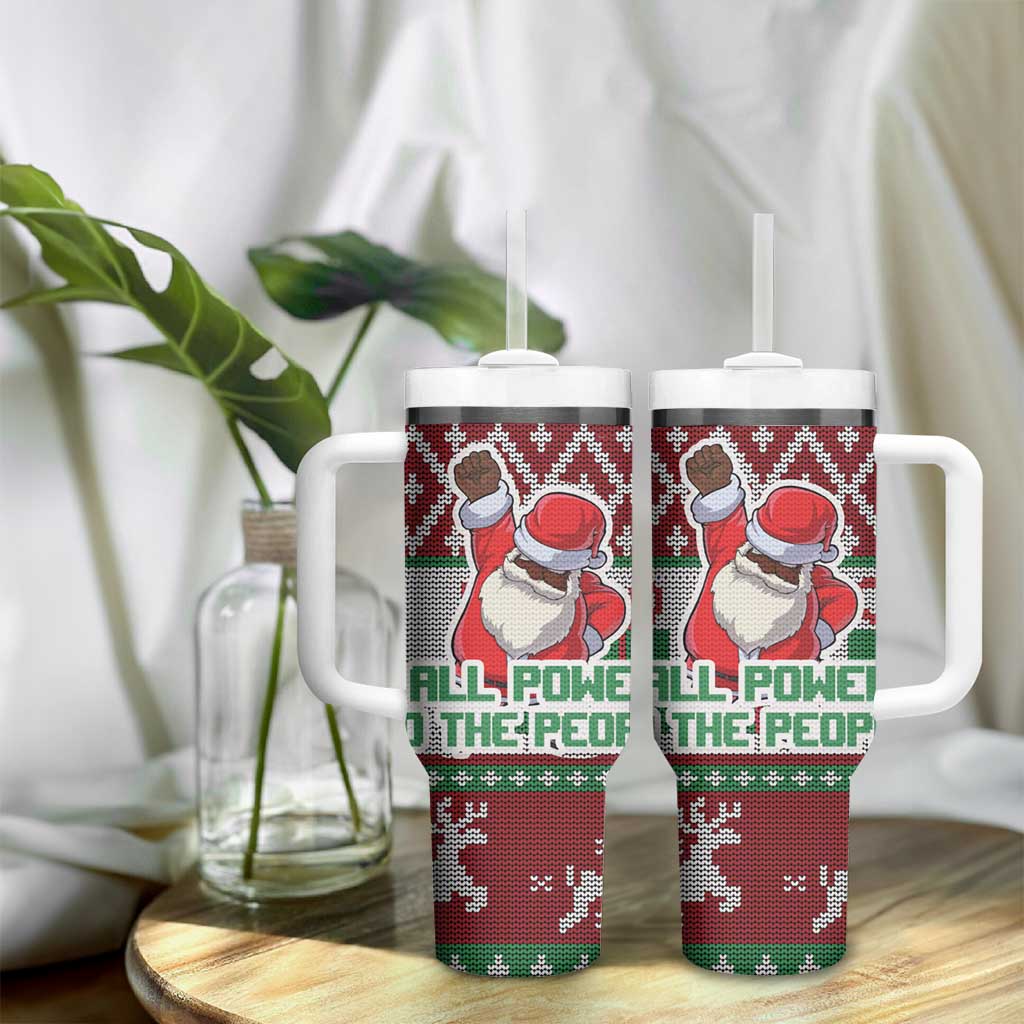 Black Santa Fist Christmas Africa Tumbler With Handle All Power to the People