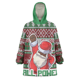 Black Santa Fist Christmas Africa Wearable Blanket Hoodie All Power to the People