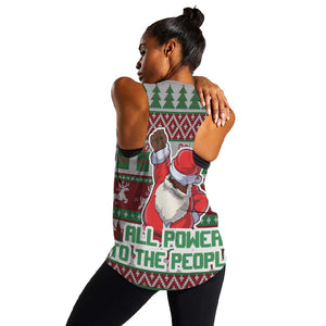 Black Santa Fist Christmas Africa Women Racerback Tank All Power to the People