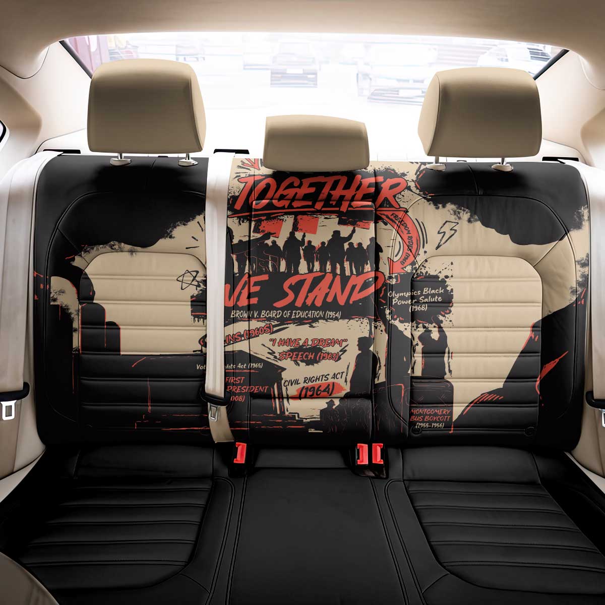 Together We Stand African American Back Car Seat Cover Important Milestones History Vintage