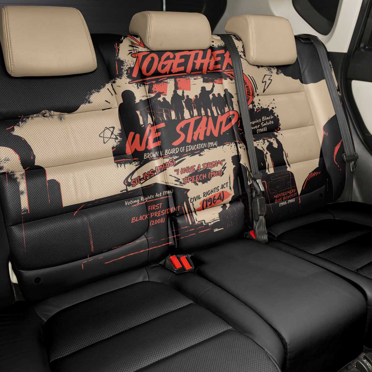 Together We Stand African American Back Car Seat Cover Important Milestones History Vintage