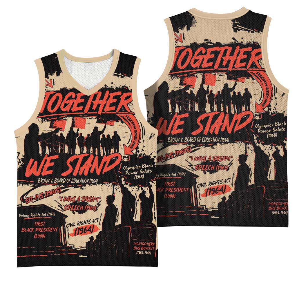 Together We Stand African American Basketball Jersey Important Milestones History Vintage DT03